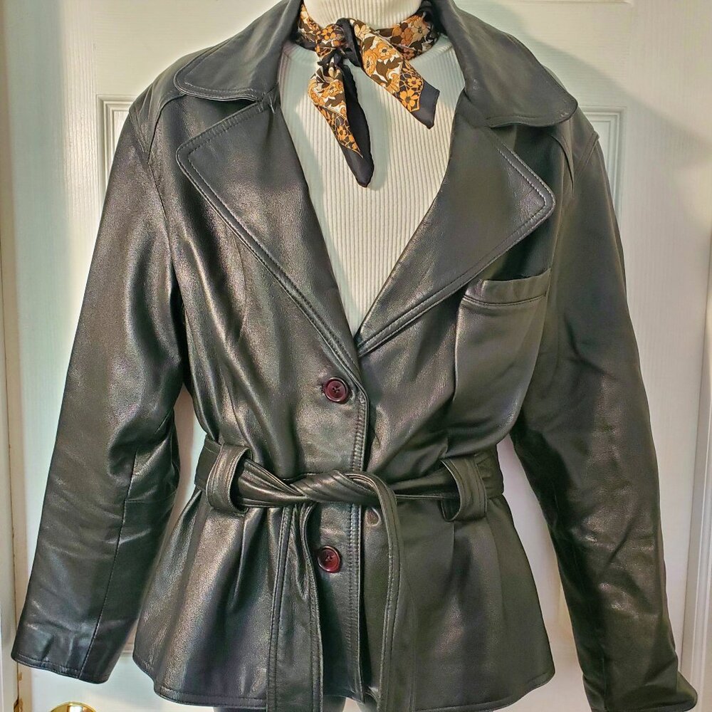 Vintage Wilsons Leather Jacket- Tie/Button